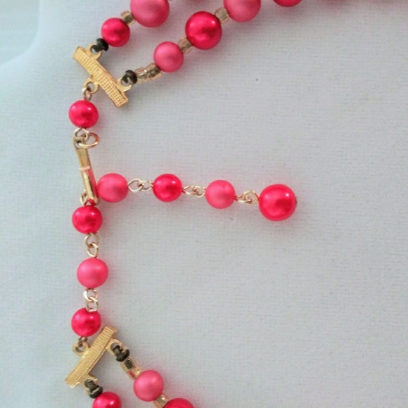 Vintage Japan Dble Strand bright pink Pi - Picture 6 of 8